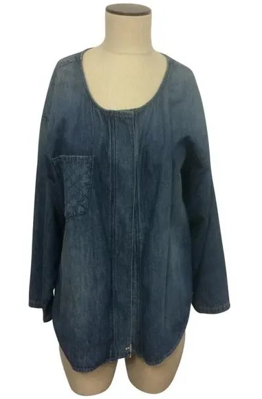 New Level 99 Blue VTG Wash Quilted Shoulder Jacket Size L