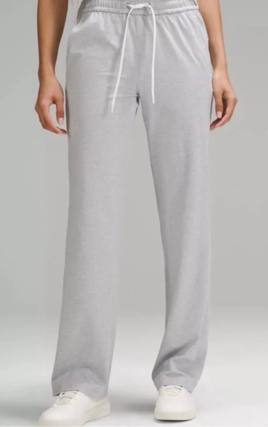 lululemon athletica soft jersey straight leg Light Gray Drawstring Track Pants