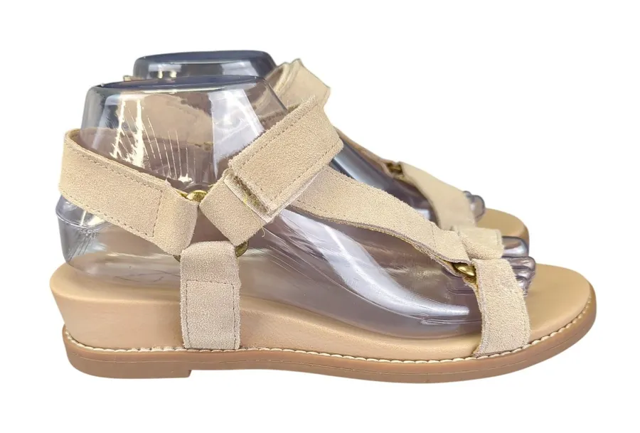 Joie Winona Leather Upper Adjustable Hook & Loop Strap Wedge Sandals Size 7.5