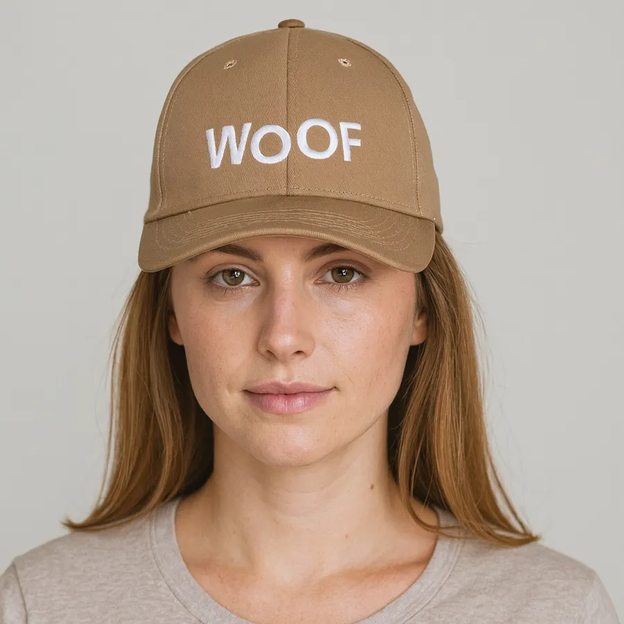 Tan 'Woof' Baseball Cap