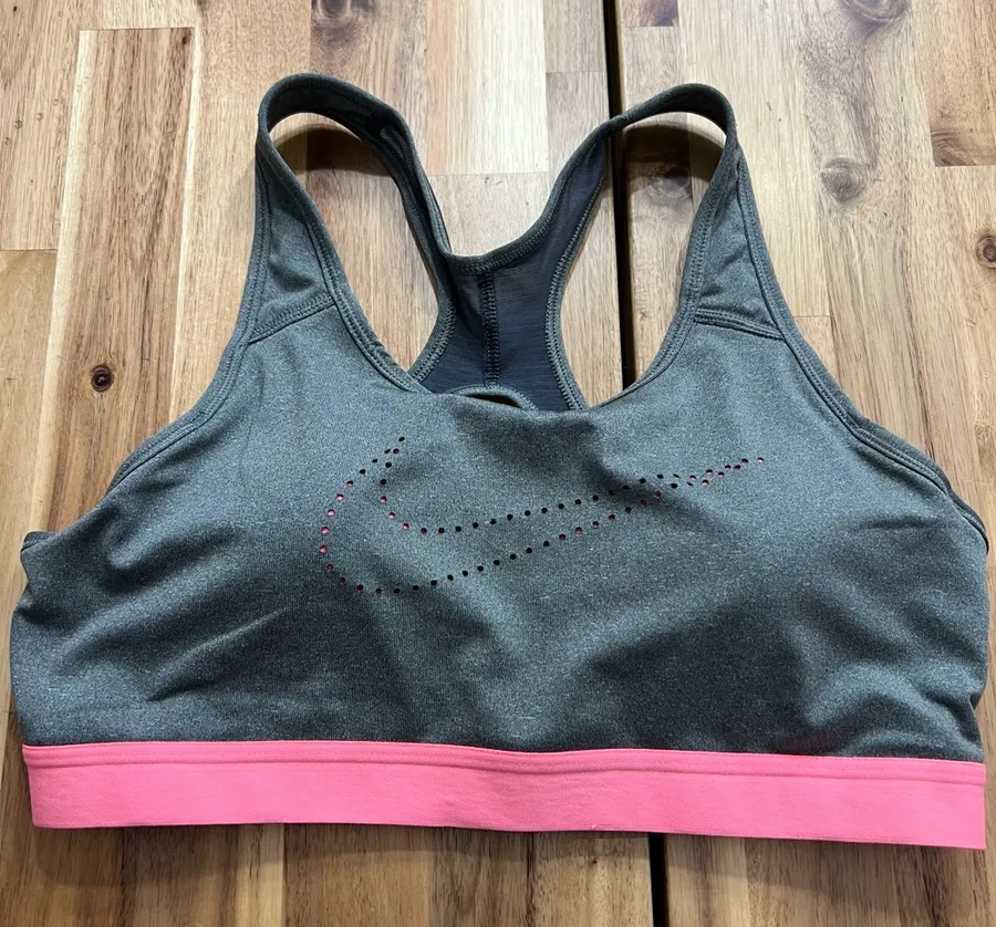 Nike Dri-FIT Sports Bra Gray & Pink Size L