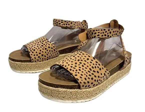 Torrid Espadrille Flatform Wedge leopard print flatform platform shoes size 10WW