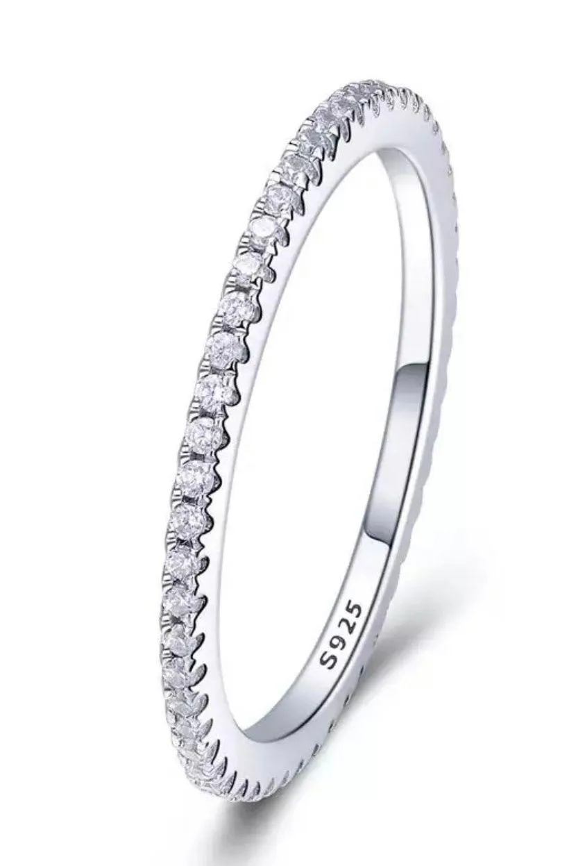 SIZE 10 925 Simulated Diamond Stackable Ring Eternity Band