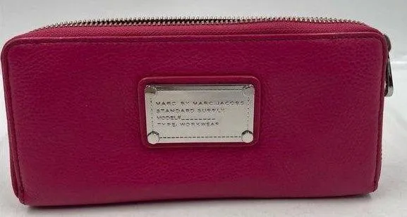Marc by Marc Jacobs workwear leather zip wallet lipstick pink fuchsia