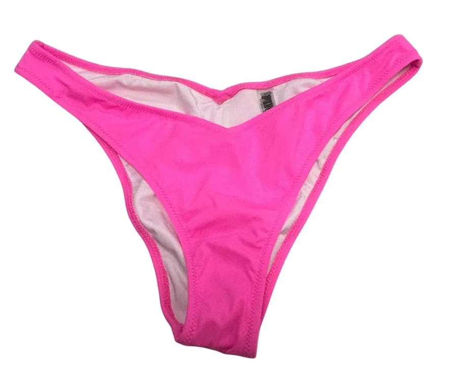 PINK Victoria's Secret Neon Pink V-Front High Leg Bikini Bottom Large NWT
