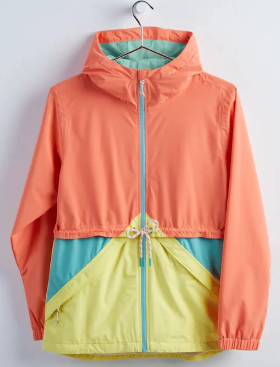 Burton Narraway Jacket Womens Small Colorblock Hooded Windbreaker Full Zip