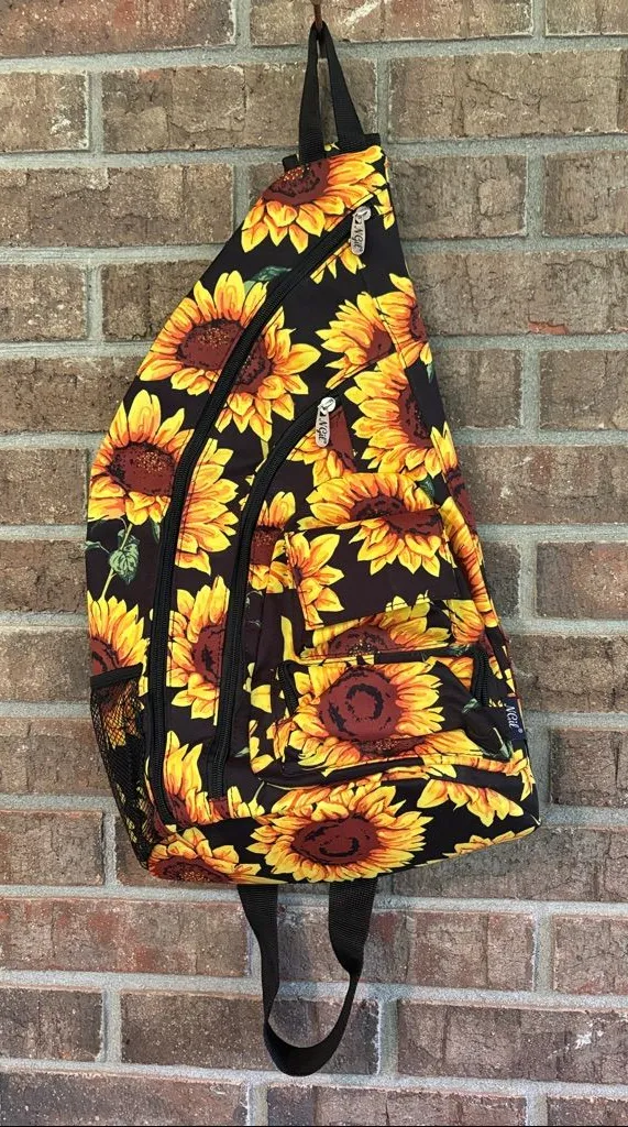 Sunflower Print Sling Backpack