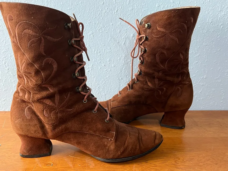 VTG Vittorio Ricci Lace Up Boots Size 37 Brown Steampunk Victorian Style