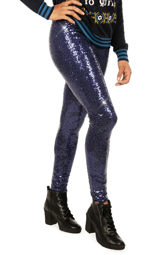 NWOT - Tipsy Elves Blue Sequin Leggings