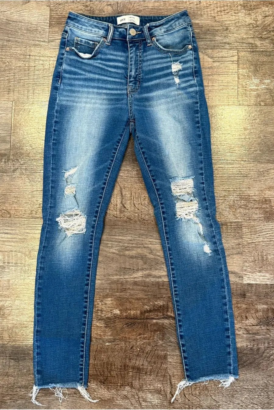 BKE Billie Slim Fit High Rise Ankle Skinny Medium Wash Distressed Jeans 26