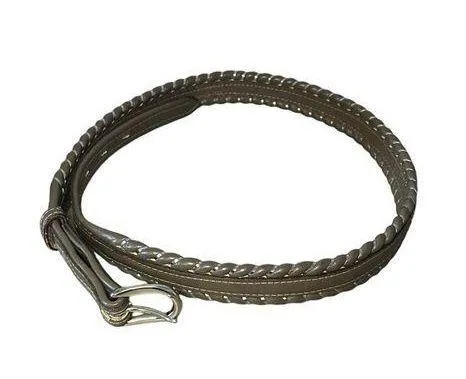 DunDee Full Grain Cowhide Unisex Belt Metallic Whip Stitching Sz 32 Gray