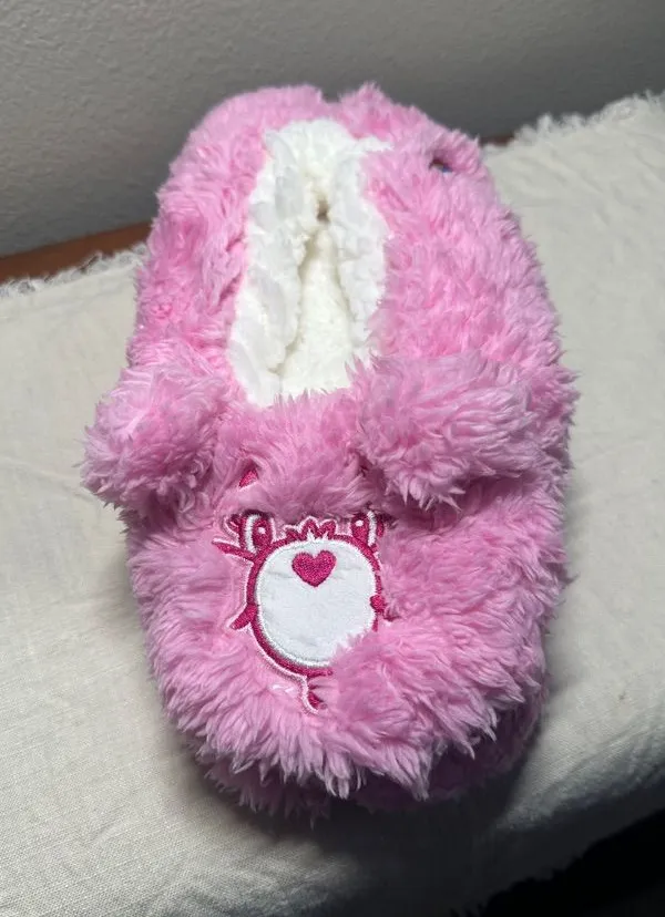 Pink Plush Care Bears Character Slippers ladies Sz 8