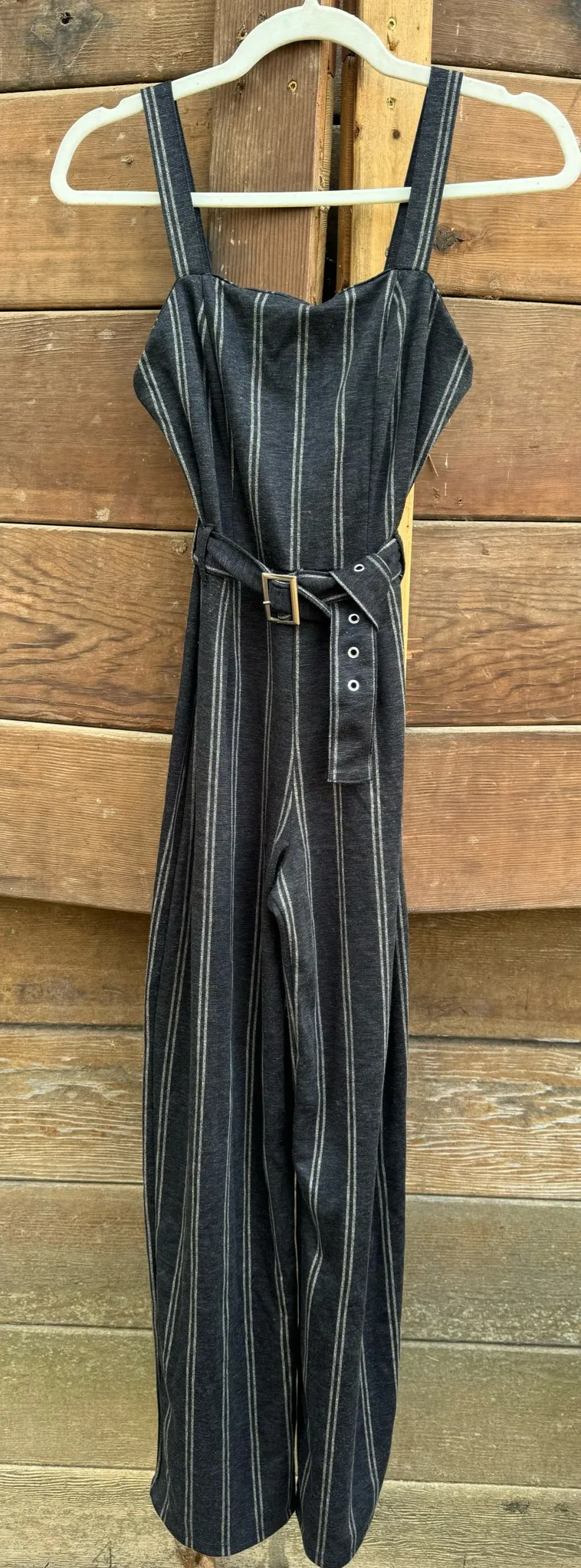 Stripe Pattern One Piece Jumper Gray