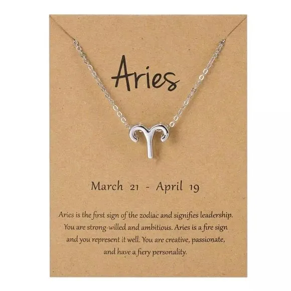 🆕Aries Zodiac Astrology Pendant Necklace Silver