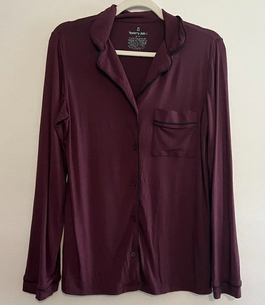 Tommy John Sleep Shirt Comfy Classic Lightweight Night Shirt Modal Blend Sz Med Red