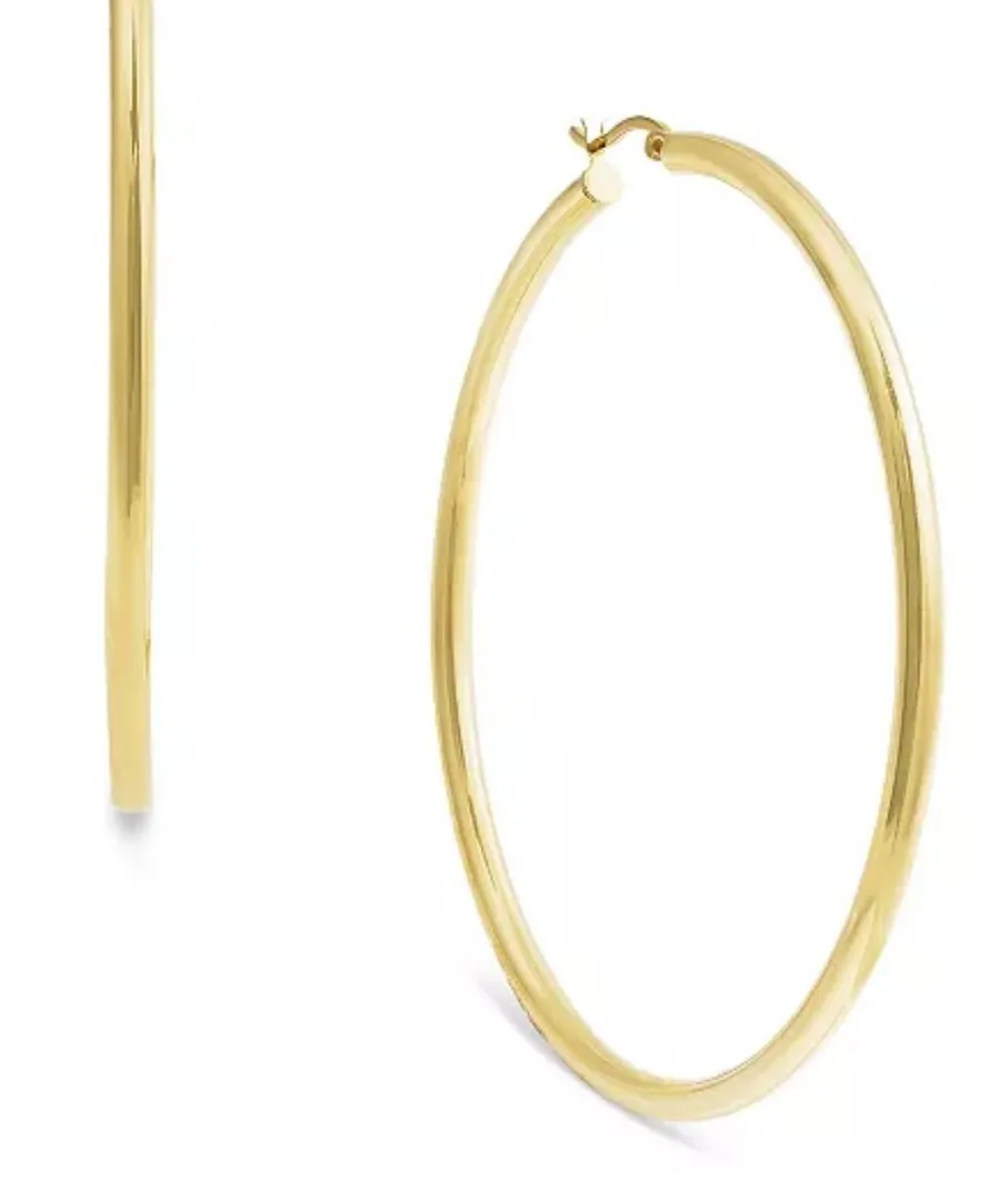 Macy's Large Round Hoop Earrings in 14k Gold Over Silver