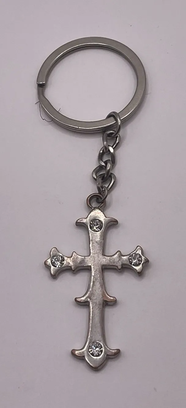 Cross Design Christian Christianity Keychain Pendant Gift Key Chain Silver