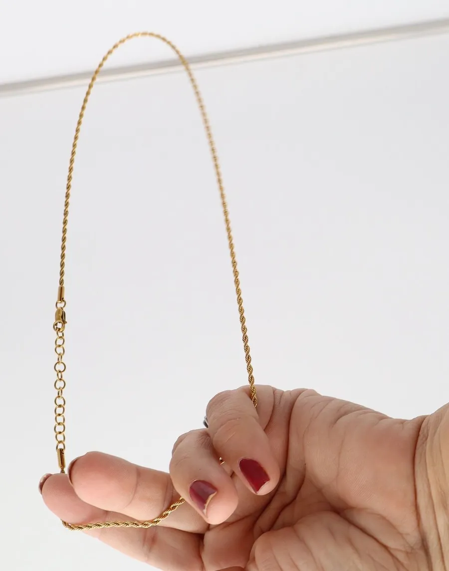 Unbranded Rope Chain Necklace Unisex OS Gold Tone Twisted Link Adjustable Exc