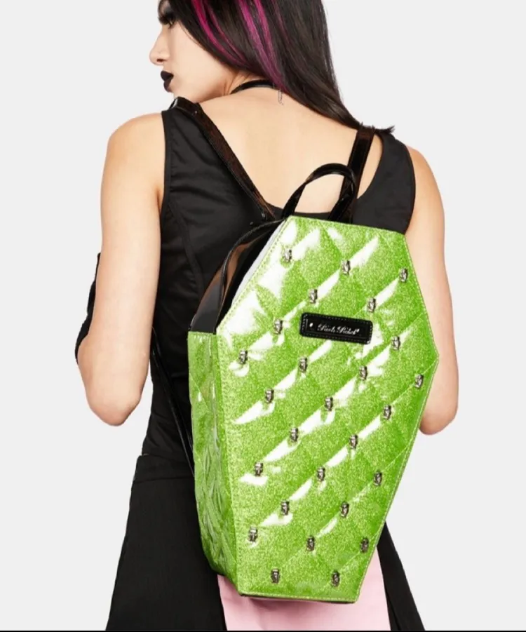 Rock Rebel Studded Frankenstein Quilted Coffin Backpack