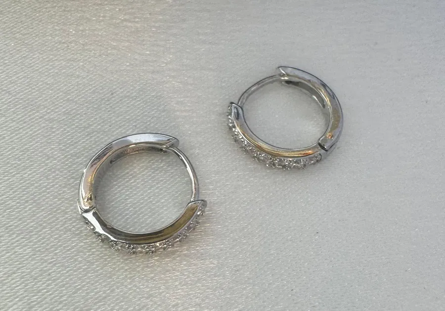 12mm CZ Small Silver Hoop Earrings for Women Men