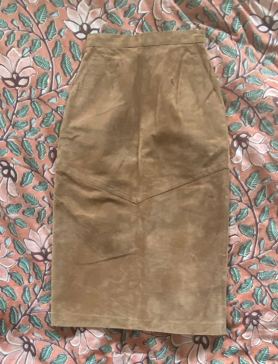 Suede Pencil Skirt Brown Size 2P