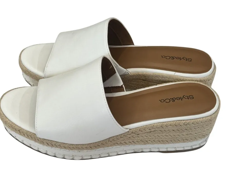 Style & Co Hayes Wedge Sandals Women's 9 jute rope cushioned comfort slip on