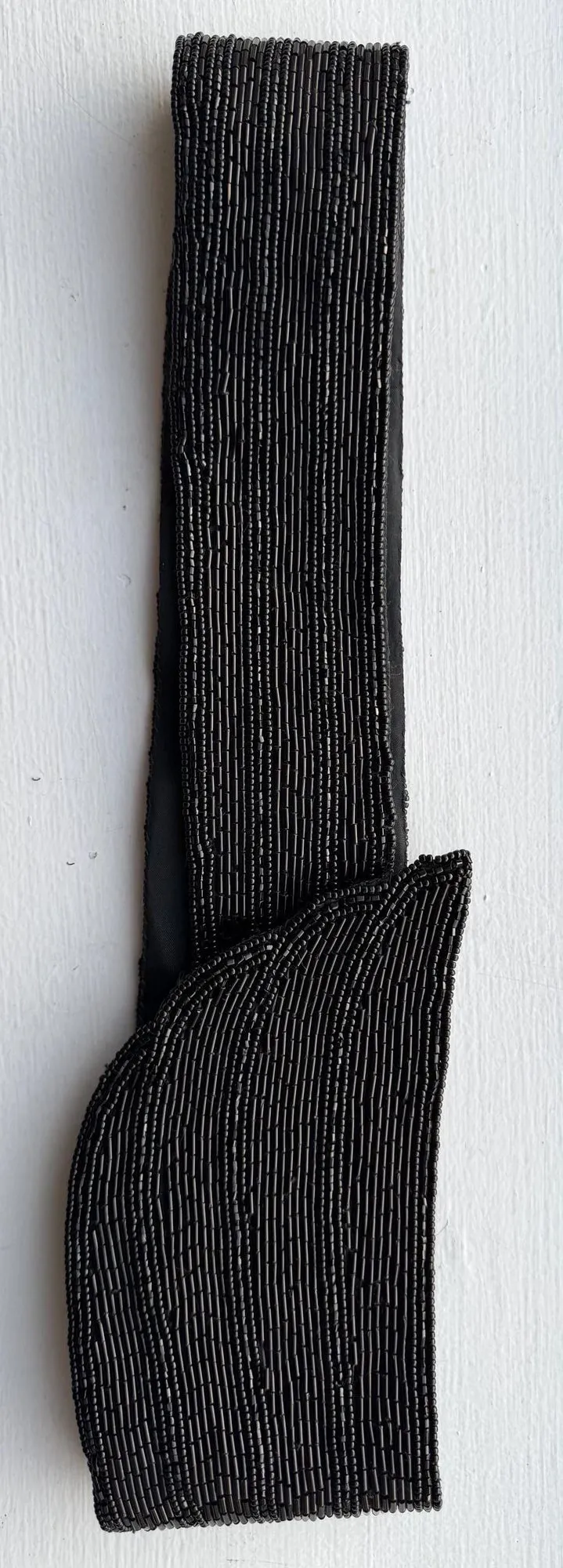 Vintage Black Beaded Waist Belt Elastic Stretch Statement Belt Boho 34 Inch