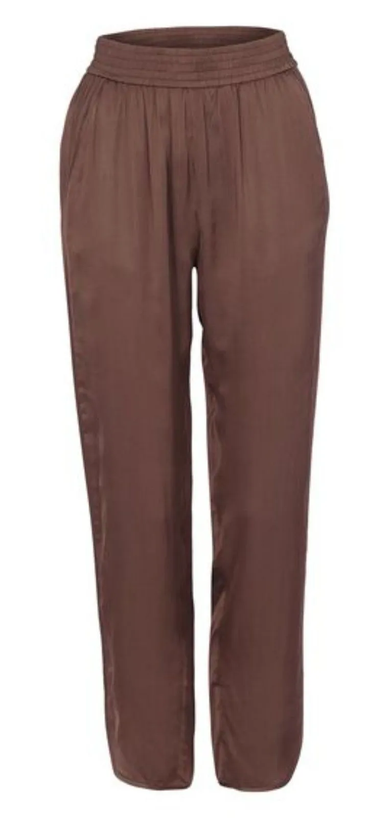 PIPPA THE LABEL Leyla Satin Slim Pant Brown NWT XS