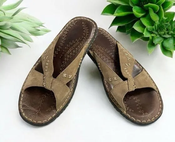Keen Cush Leather Slide Sandals Brown Summer Flip Flops Brwn US 8
