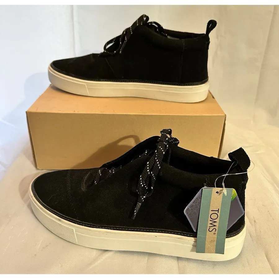 TOMS Riley Mid-Top Sneaker Women’s 9.5 Black Suede OrthoLite NWT