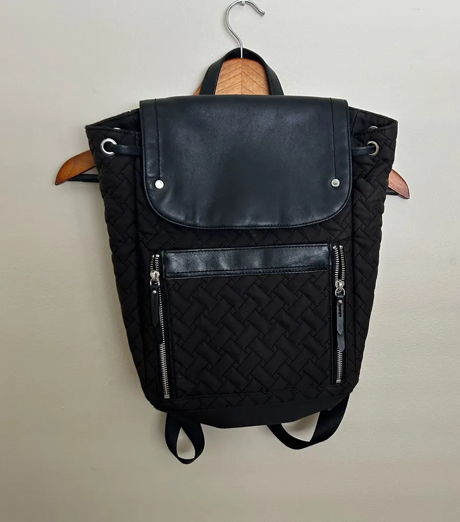 Cole Haan black quilted backpack