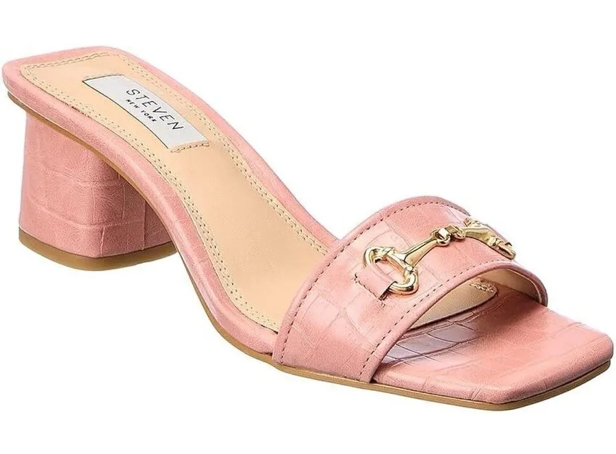 Steven Sandals Women’s Size 8 Pink Croc Gold Horse Bit Slip On