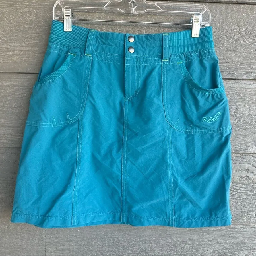 Kuhl Durango Green Skirt Women’s Sz 4 Side Ruching Outdoor Hiking Nylon Spandex