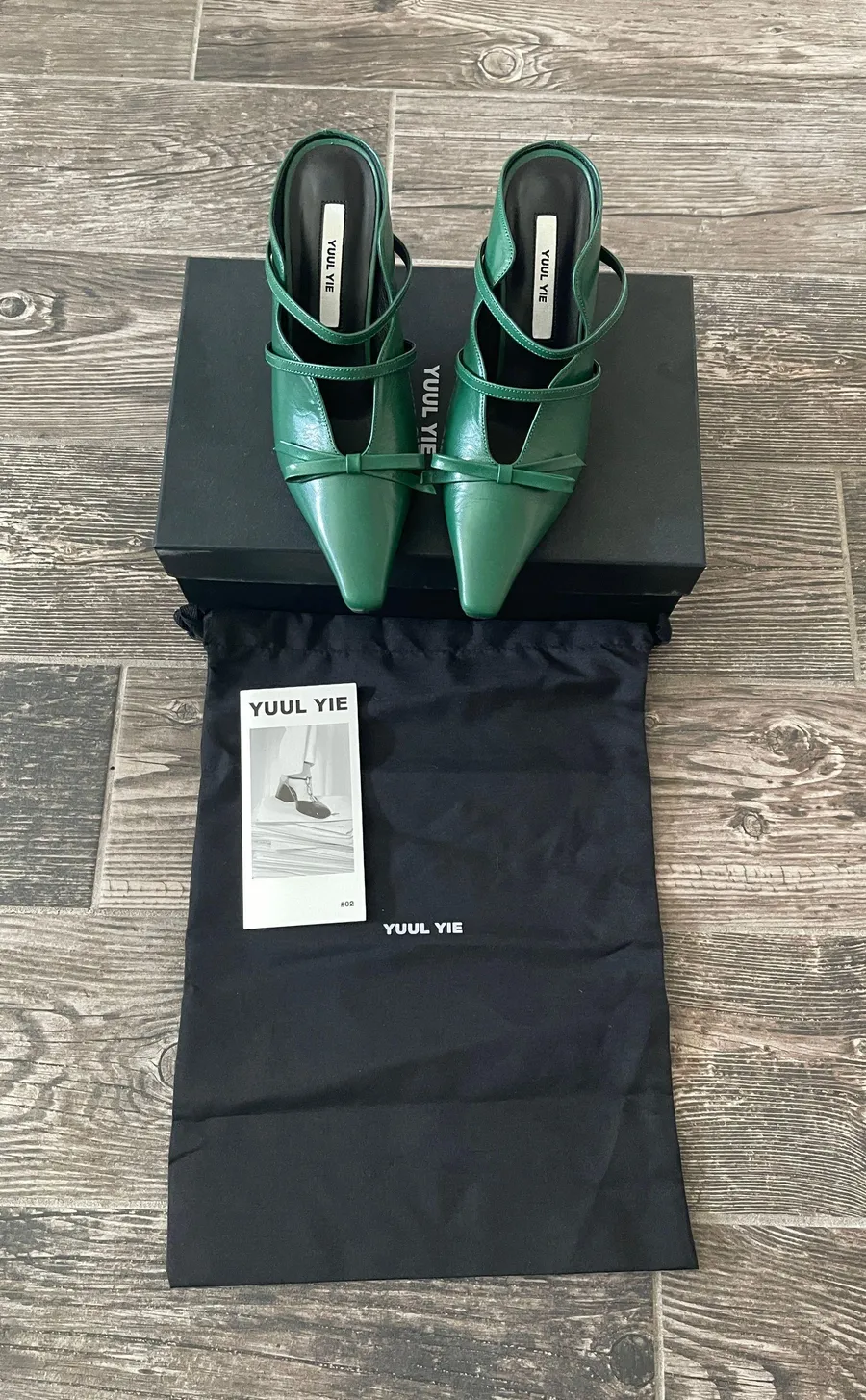Wconcept Yuul Yie Judith Mule Heels with Bow design Green Size 6