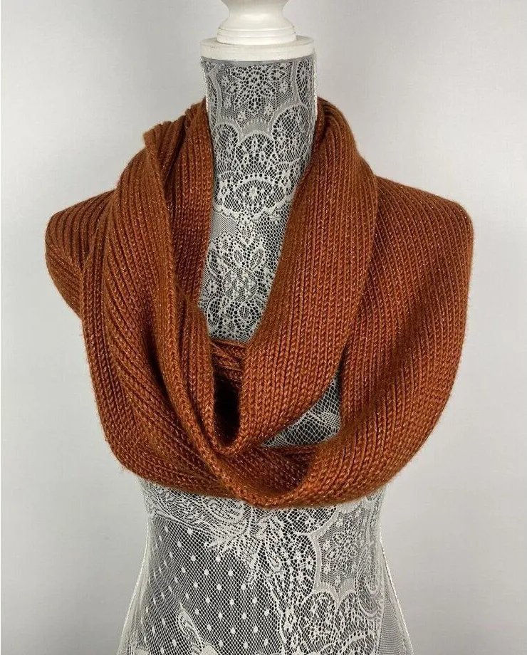 Echo Rust Red Metallic Modal Blend Knit Infinity Scarf