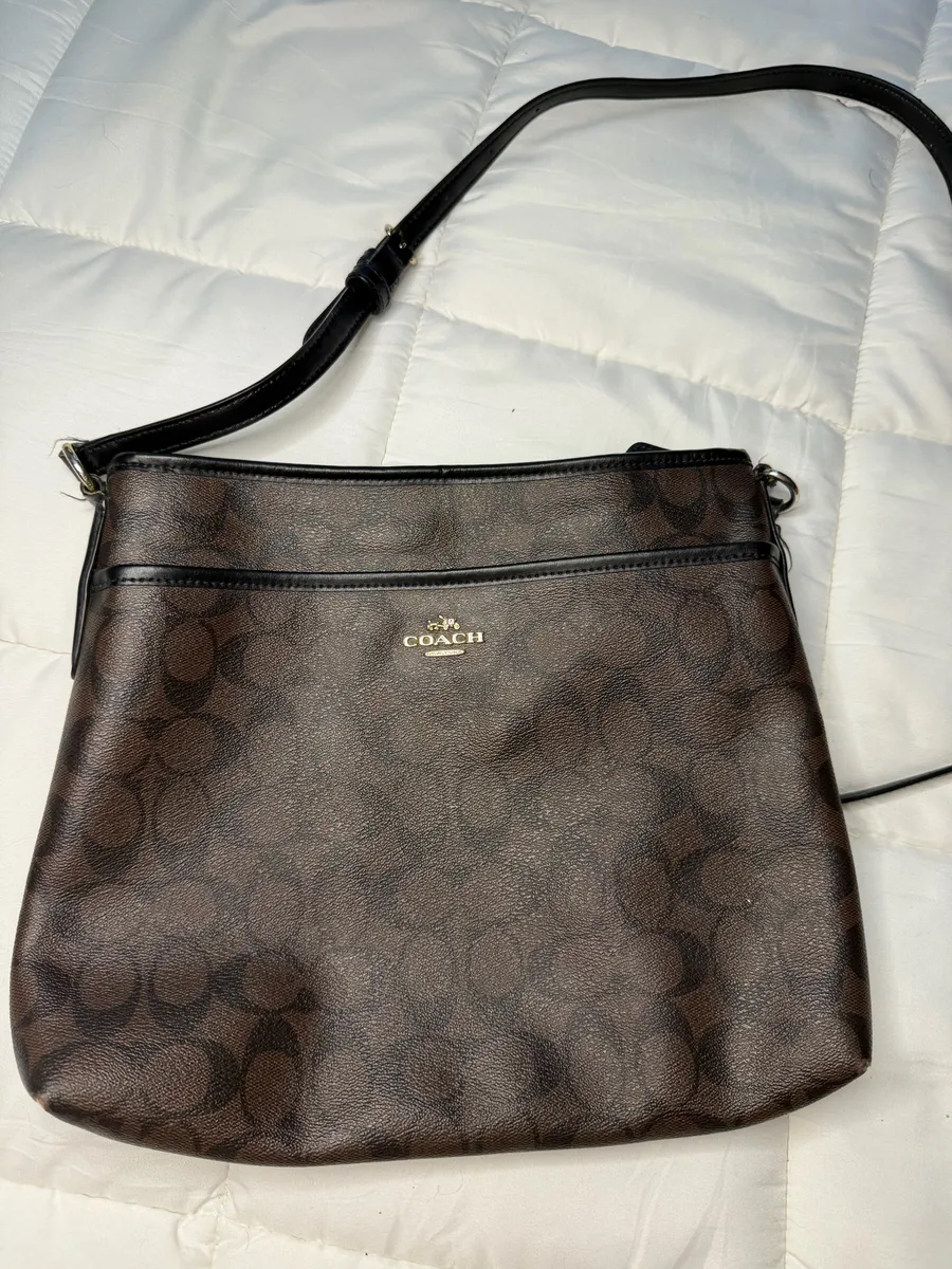 Coach Signature Brown Crossbody Purse Shoulder Bag Adjustable Strap