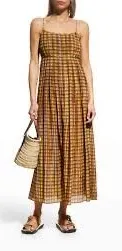 Tory Burch Pleated Midi Dress in Purple Veronica Plaid | 6