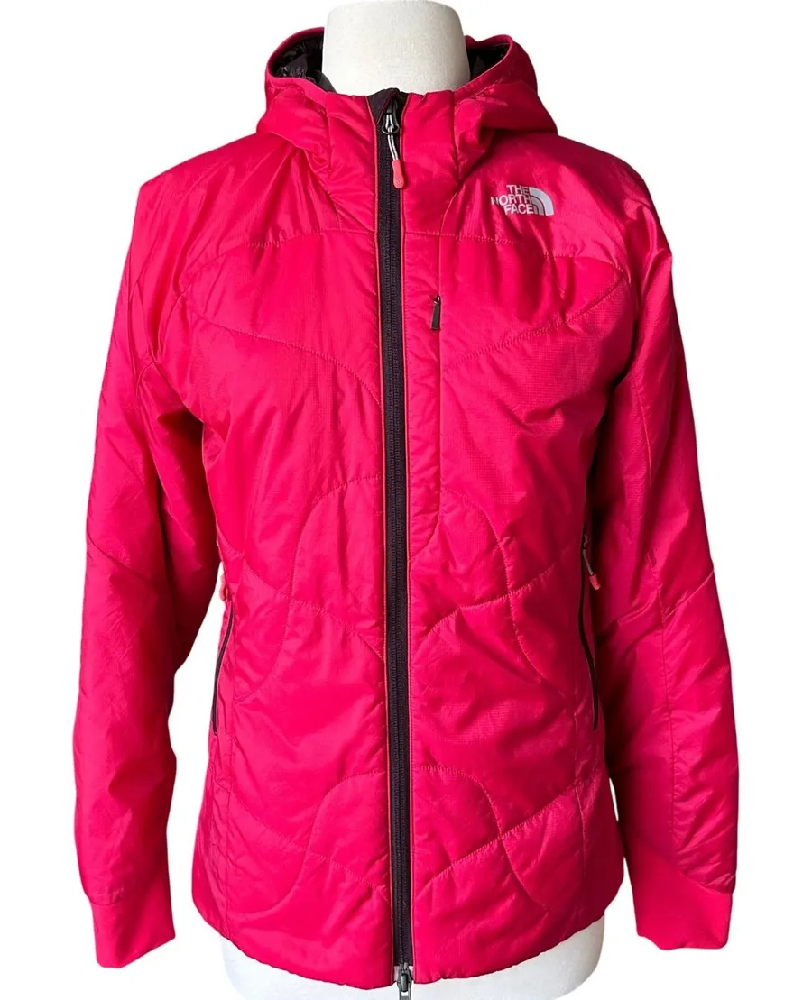North Face Summit Series Hot Pink Hooded Fitted Light Puffer Jacket S *Flaws*