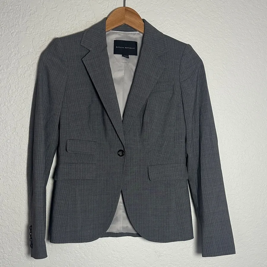 Banana Republic Grey Wool Blazer Office Work Business Minimalist CBK 90s