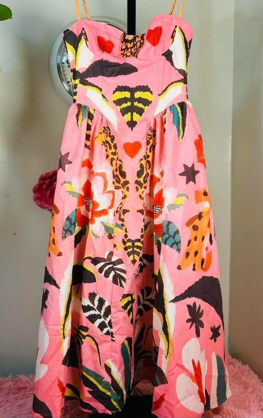 Vibrant Pink Floral Print Sundress Size 3X