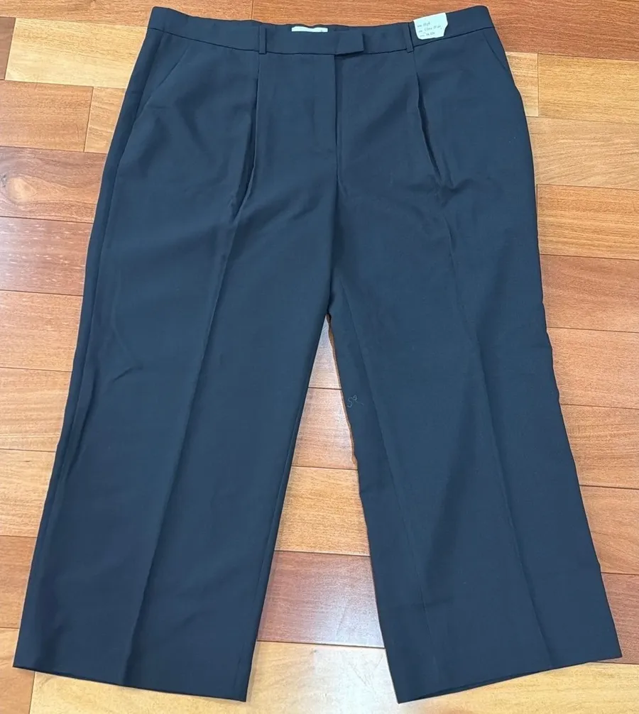 NWT Abercrombie & Fitch Trousers Womens Black High Rise Ultra Wide Pleated 22R