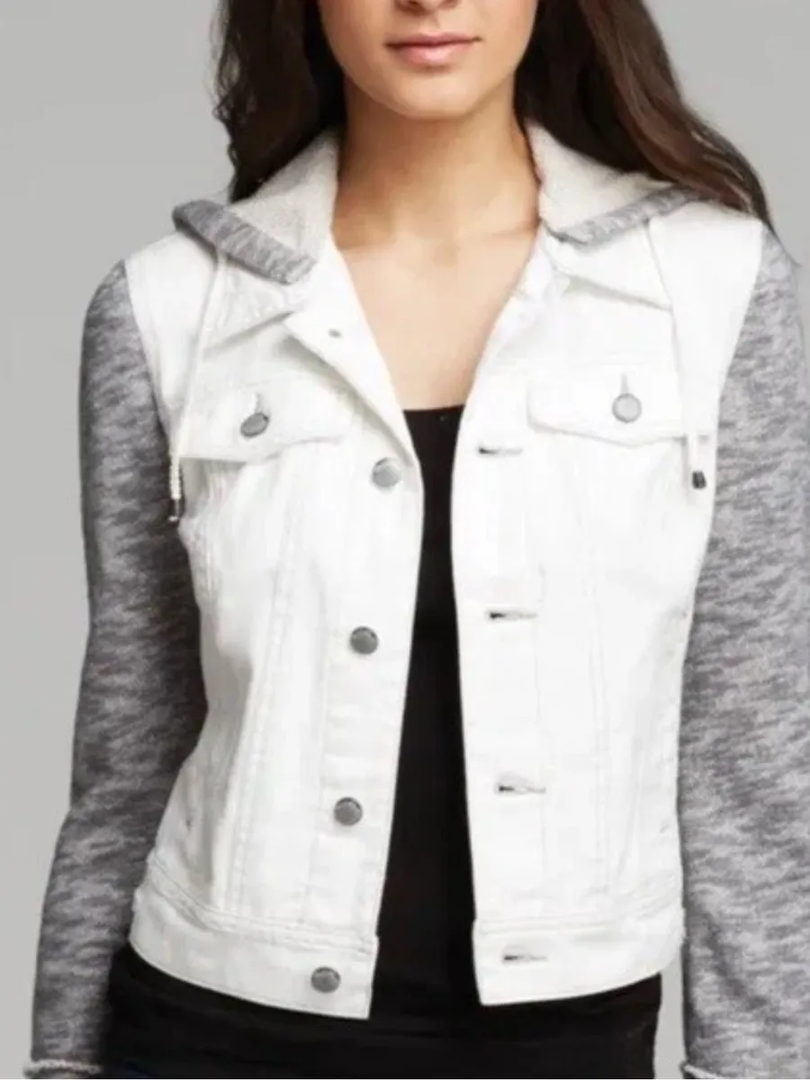 Free People Knit Hooded Denim Jacket