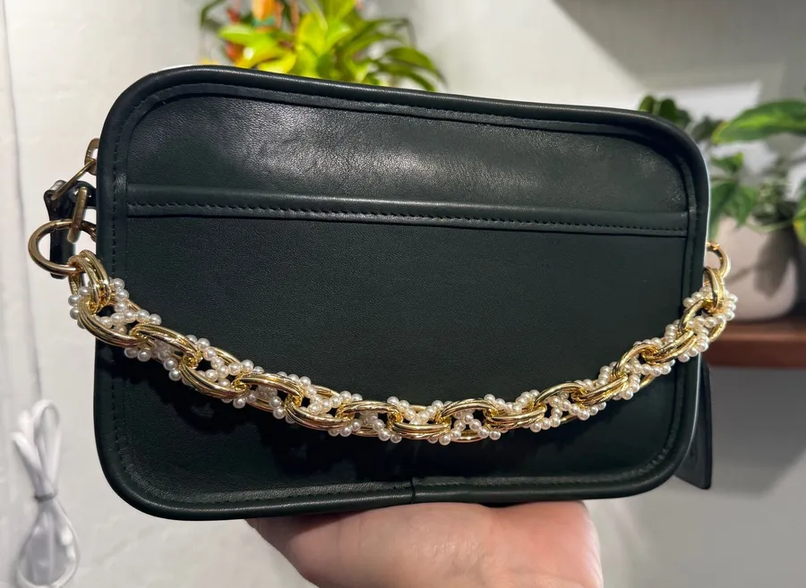 Elegant Gold & Pearl Chain Handbag Strap Extender Decorative Bag Charm chain Size undefined