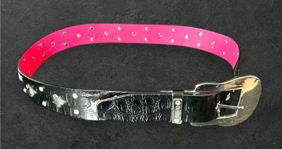 Y2K Vintage Guess sz M Womens Chunky Star Studded Belt Statement Grunge Edgy