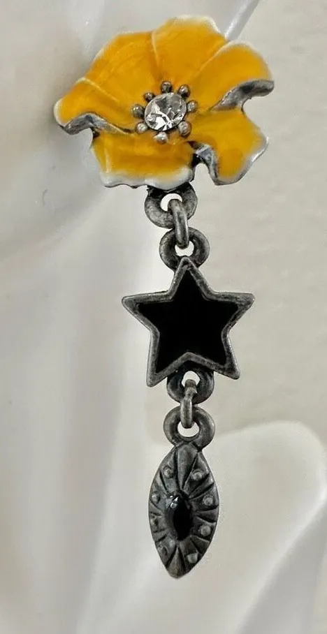 Yellow flower drop earrings