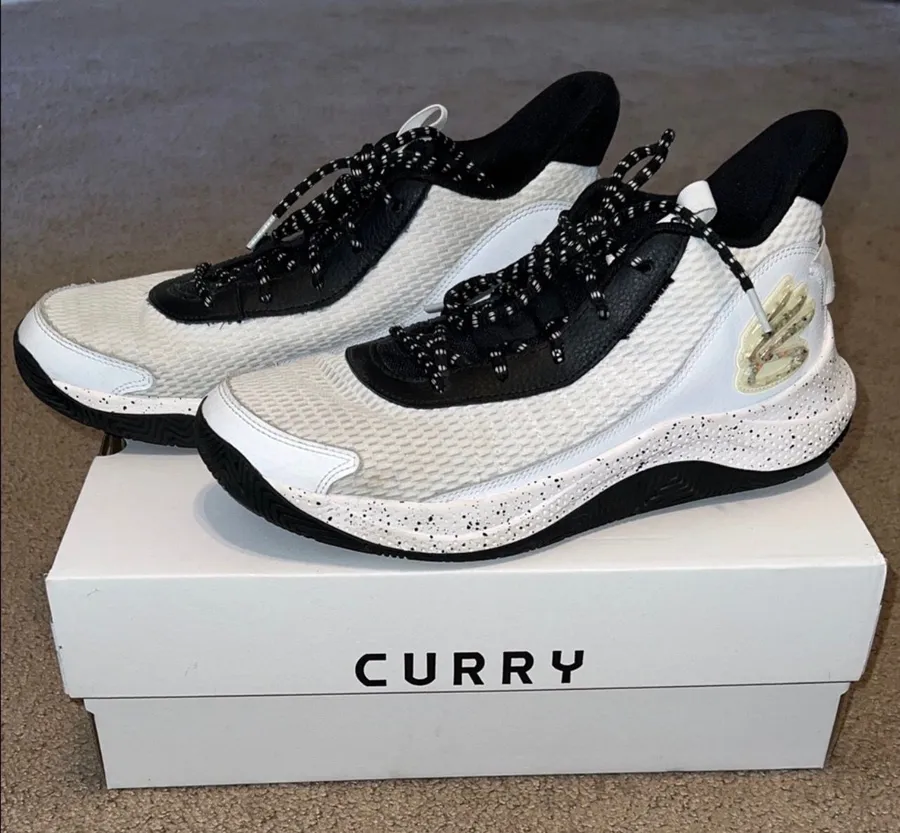 Under Armour Curry 3Z7 White Black Basketball Shoes 10.5