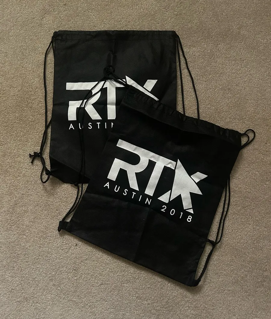 Two Rooster Teeth RT drawstring bags Black