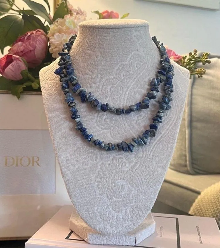 NWT Free People Single Strand Beaded Necklace Blue