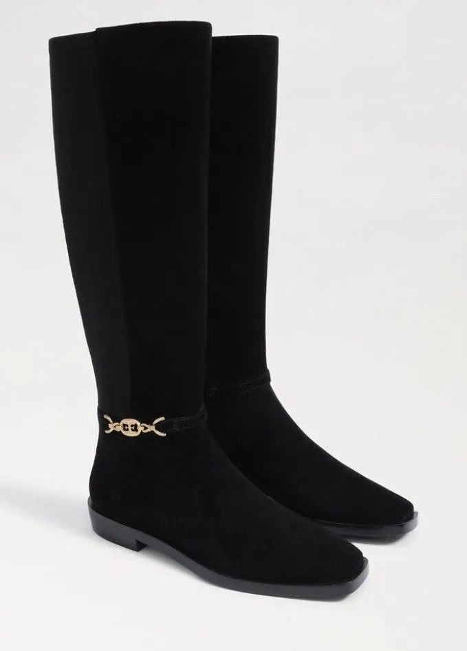 Sam Edelman Clive Embellished Riding Boot Black Women's Size 10.5