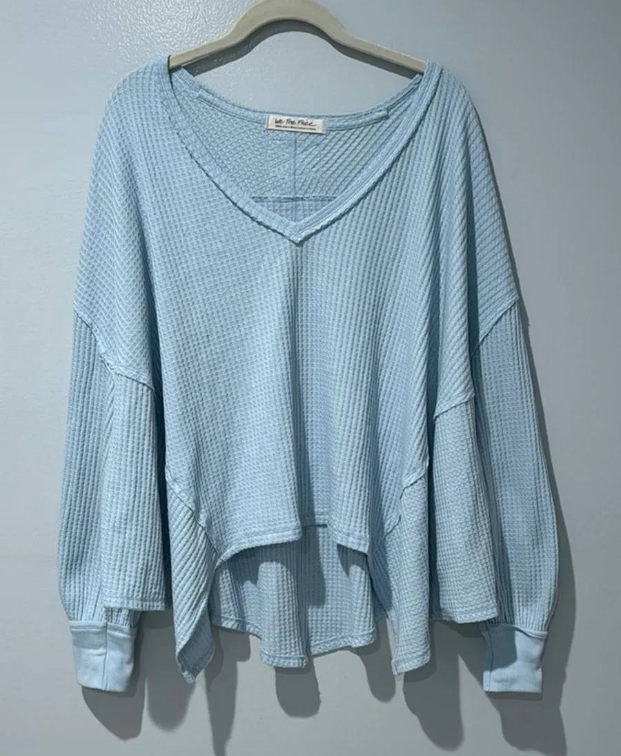 Free People We The Free Women’s Oversized Top Waffle Cozy Warm Travel Sz S